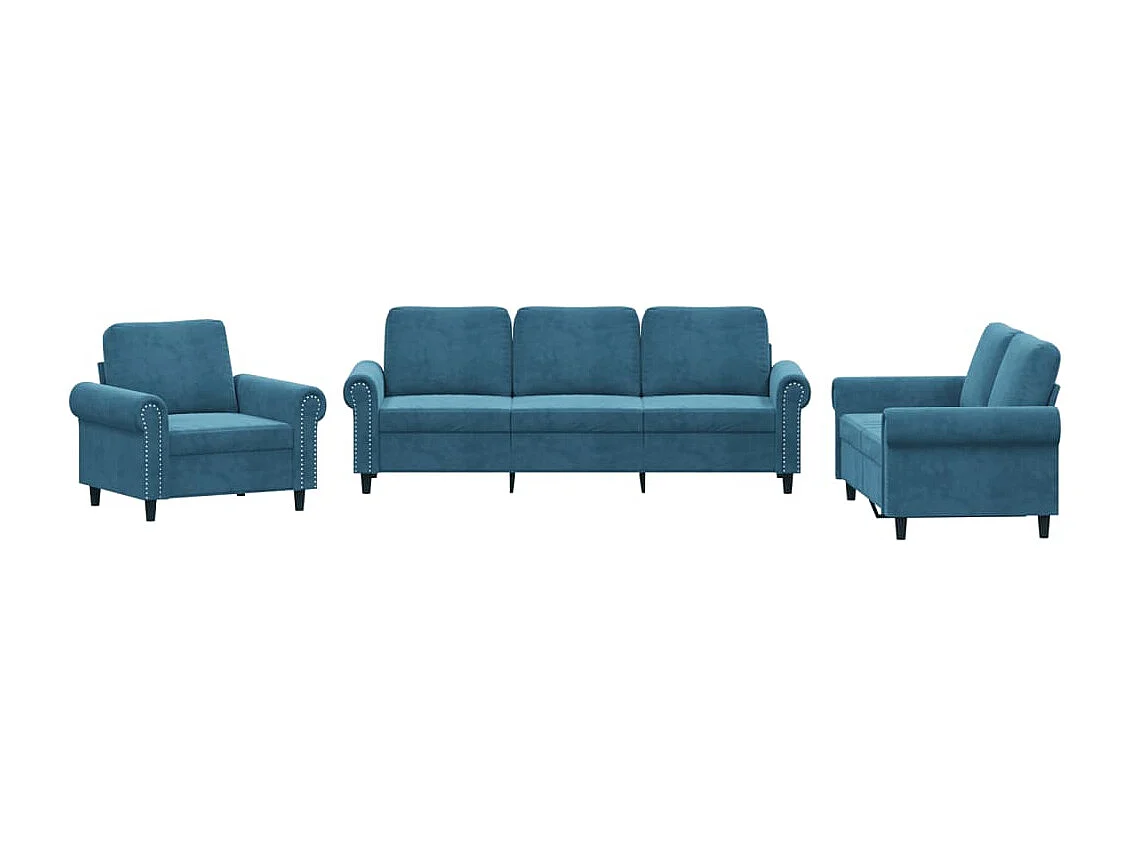 3-delige Loungeset met kussens fluweel blauw