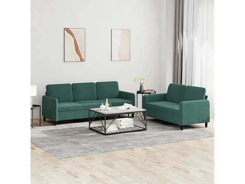 Ensemble de canapés 2 pièces vert foncé velours
