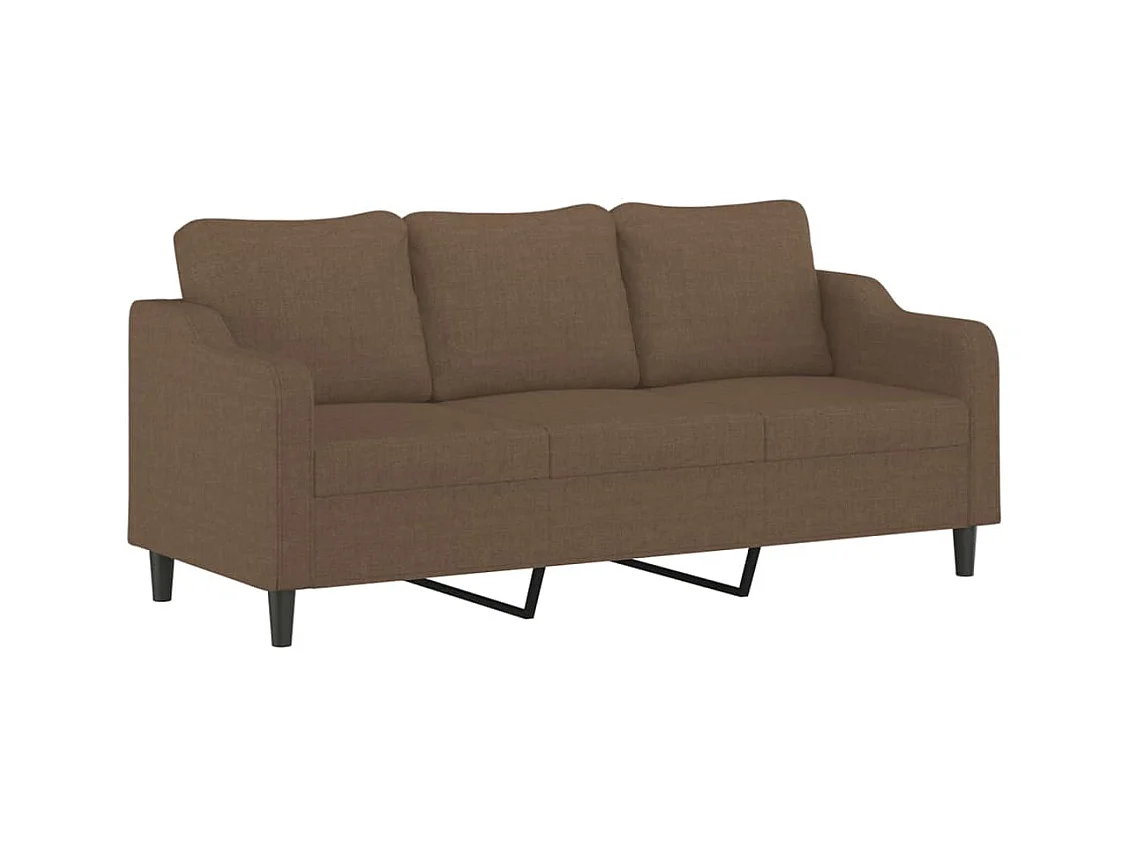 Ensemble de canapés 3 pièces avec coussins Marron Tissu