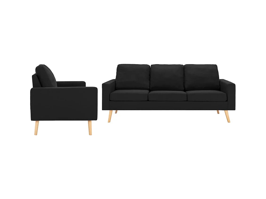 Ensemble de canapés 2 pièces Tissu Noir