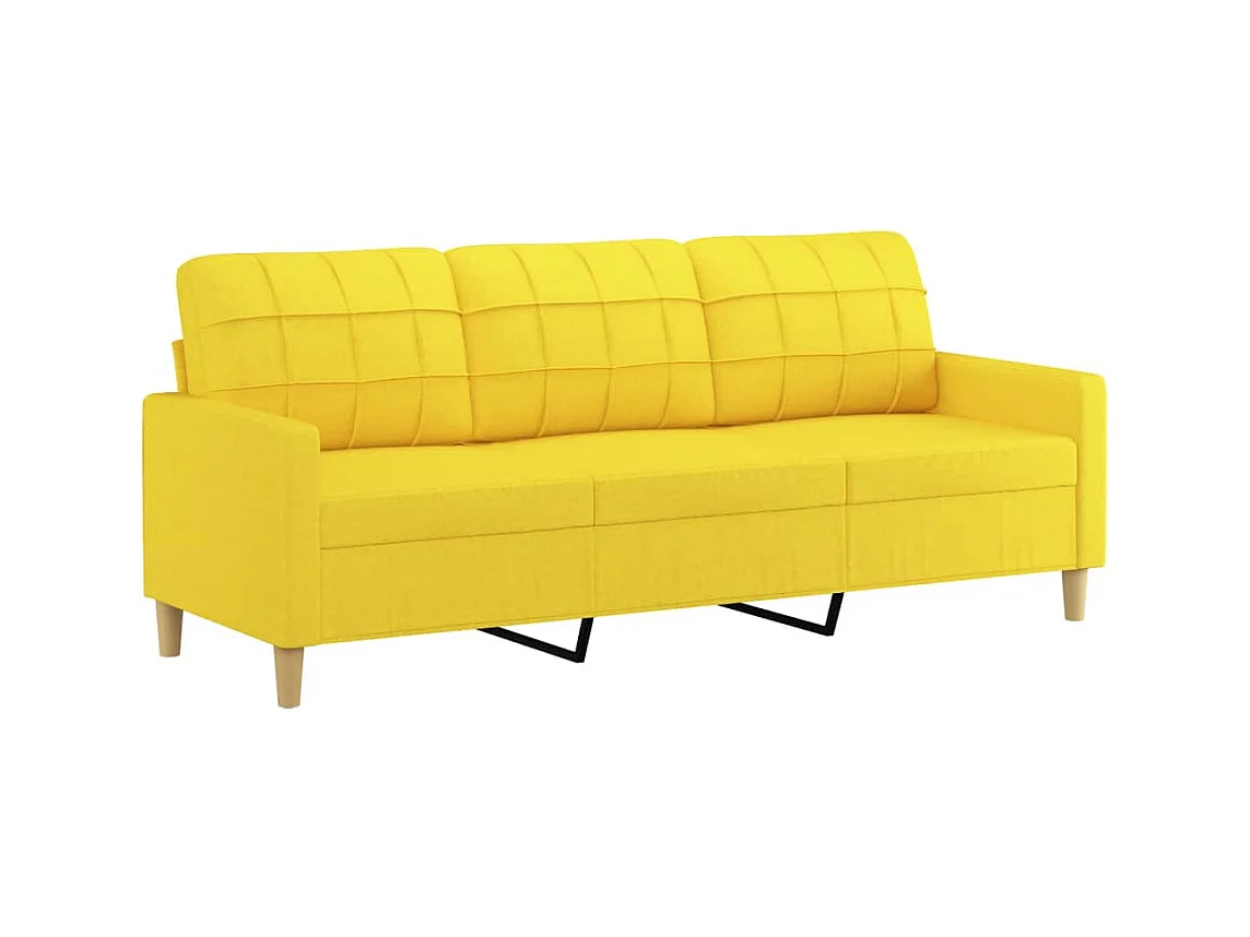 Ensemble de canapés 2 pièces avec coussins Jaune clair Tissu