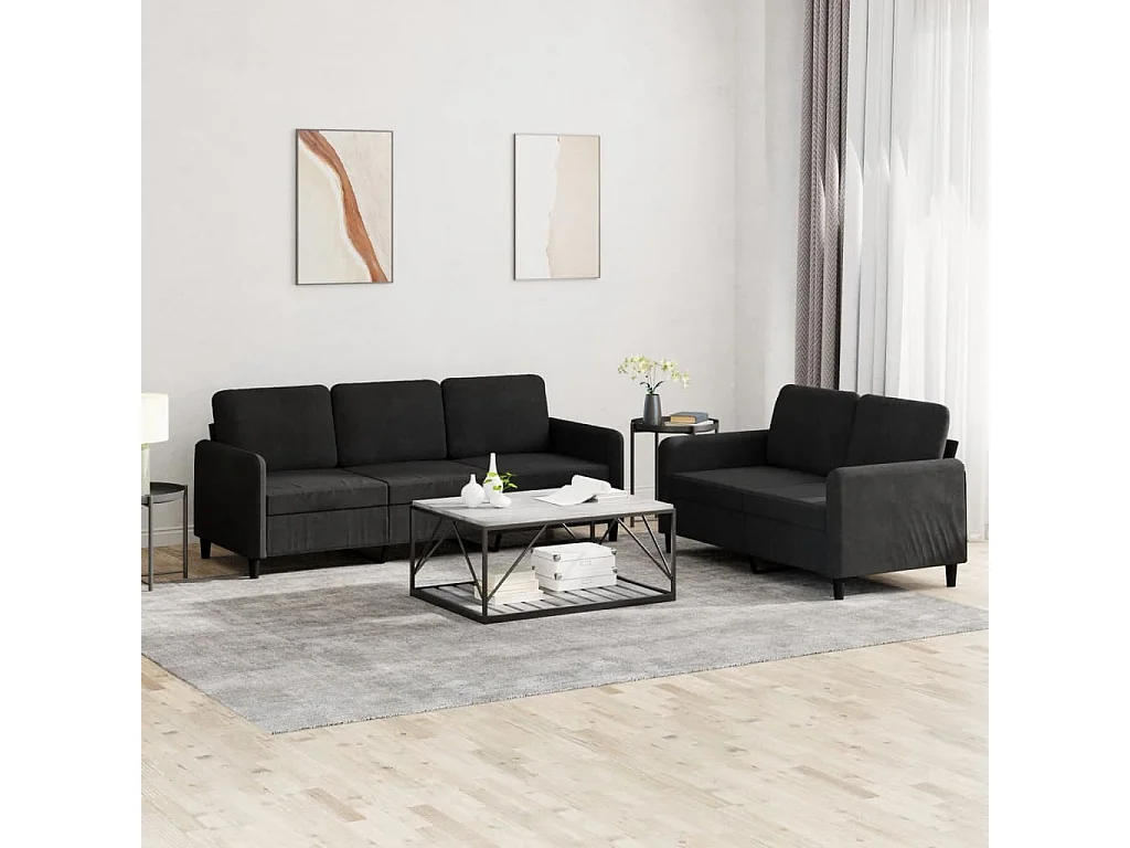 2-delige Loungeset fluweel zwart