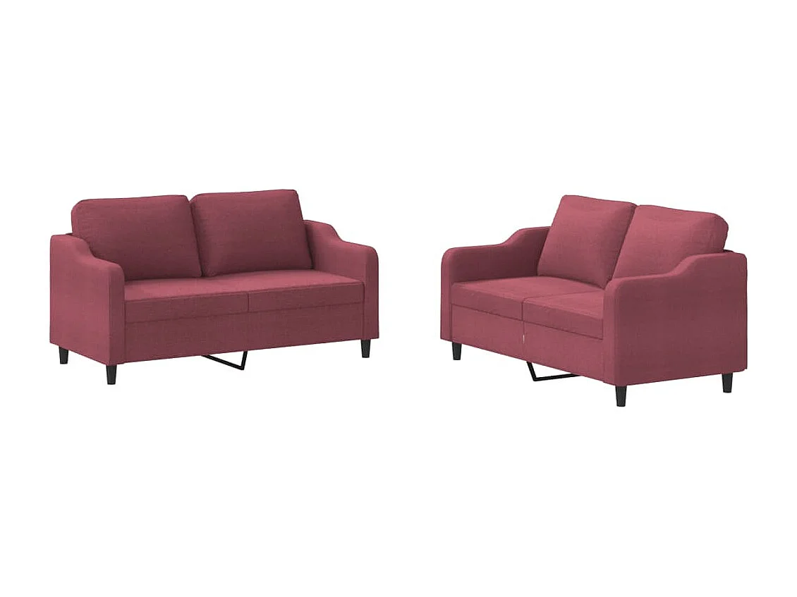 2-delige Loungeset met kussens stof wijnrood
