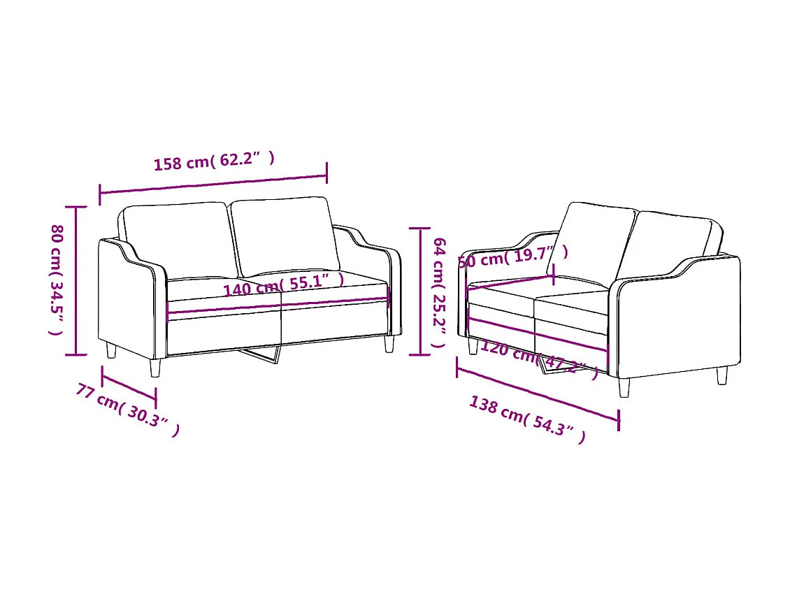 2-delige Loungeset met kussens stof wijnrood