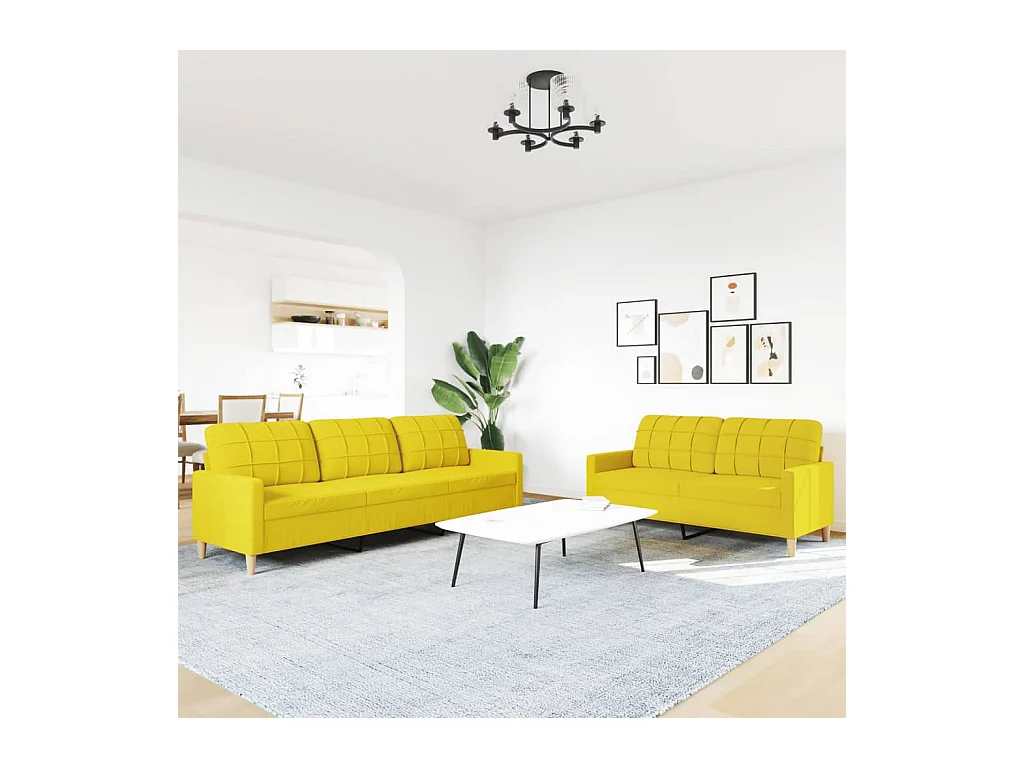 Ensemble de canapés 2 pièces jaune clair tissu