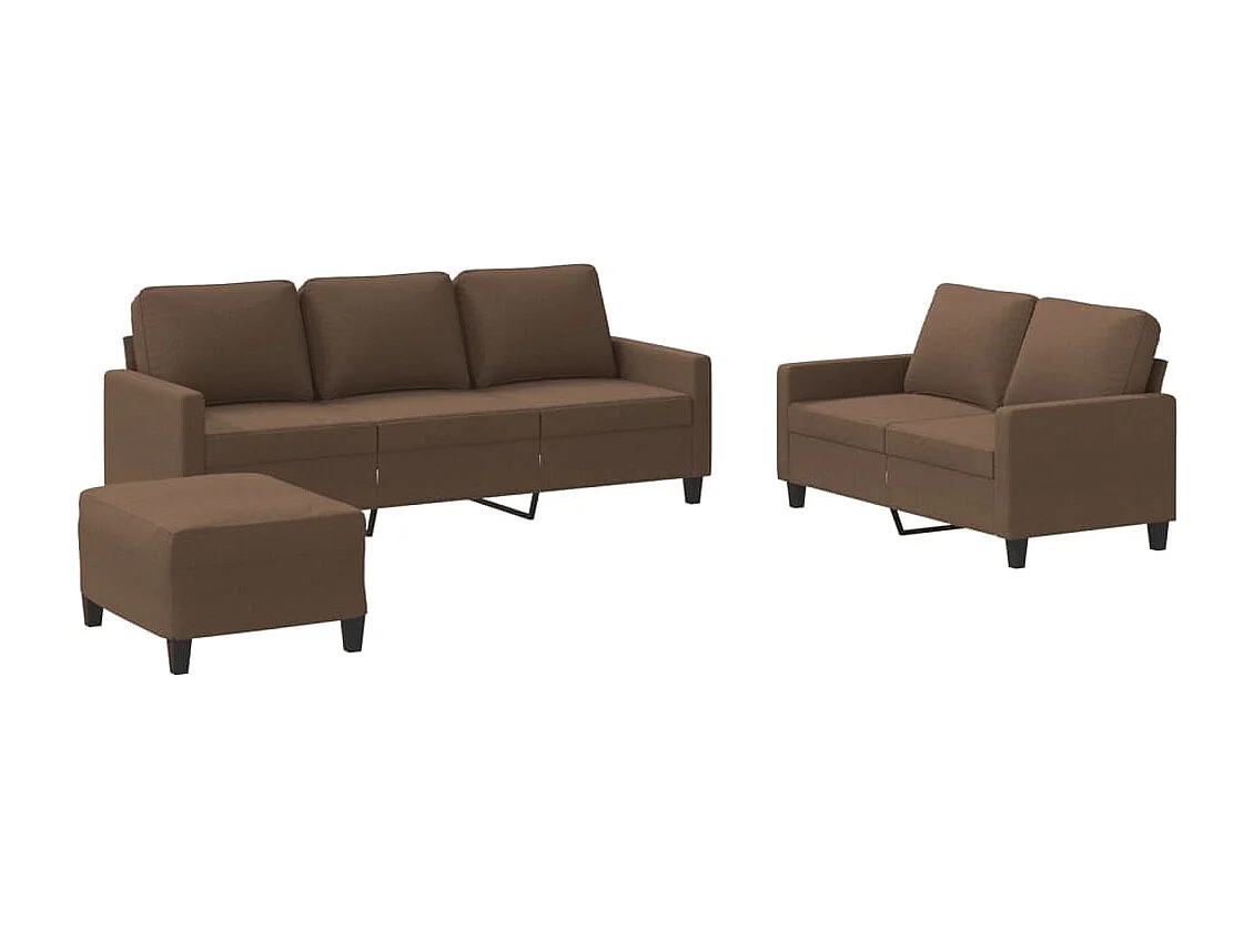 Ensemble de canapés 3 pièces avec coussins Marron Tissu