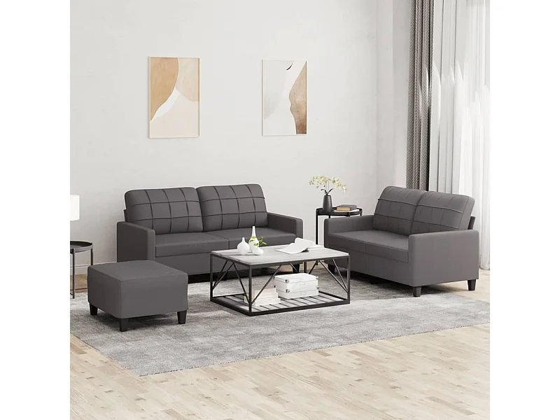 Ensemble de canapés 3 pièces avec coussins Gris Similicuir