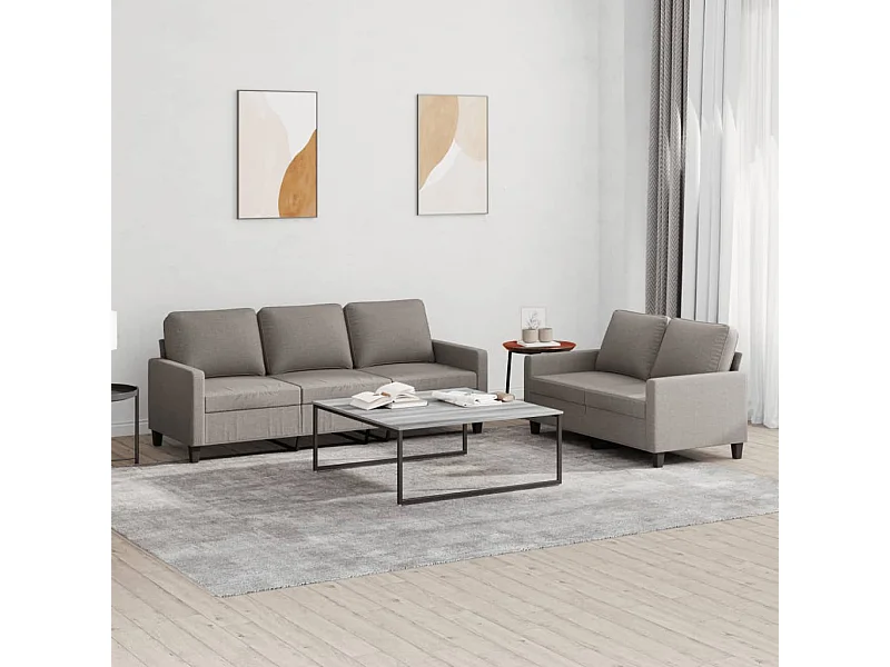 Ensemble de canapés 2 pièces avec coussins Taupe Tissu