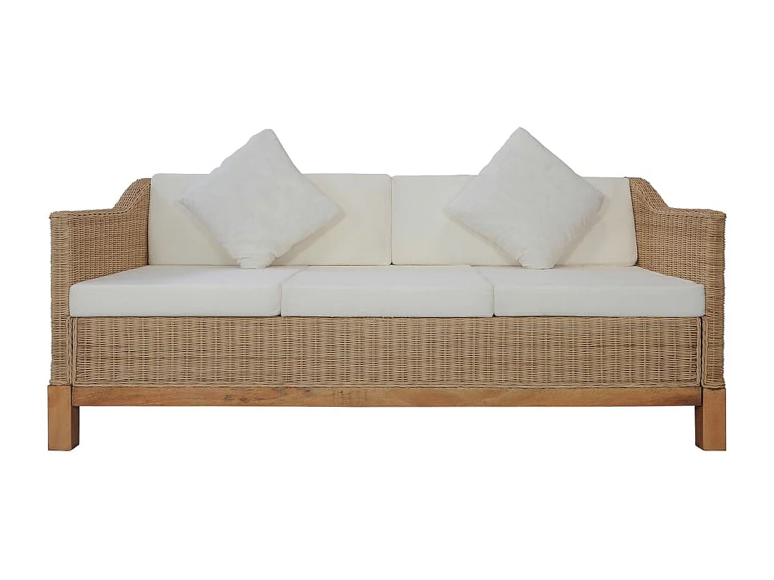 Juego de sofás con cojines 2 piezas de ratán natural