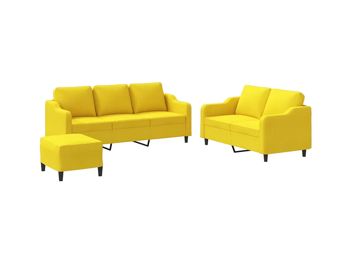 Ensemble de canapés 3 pièces avec coussins Jaune clair Tissu