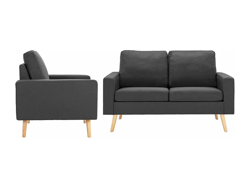 Ensemble de canapés 2 pièces Tissu Gris foncé
