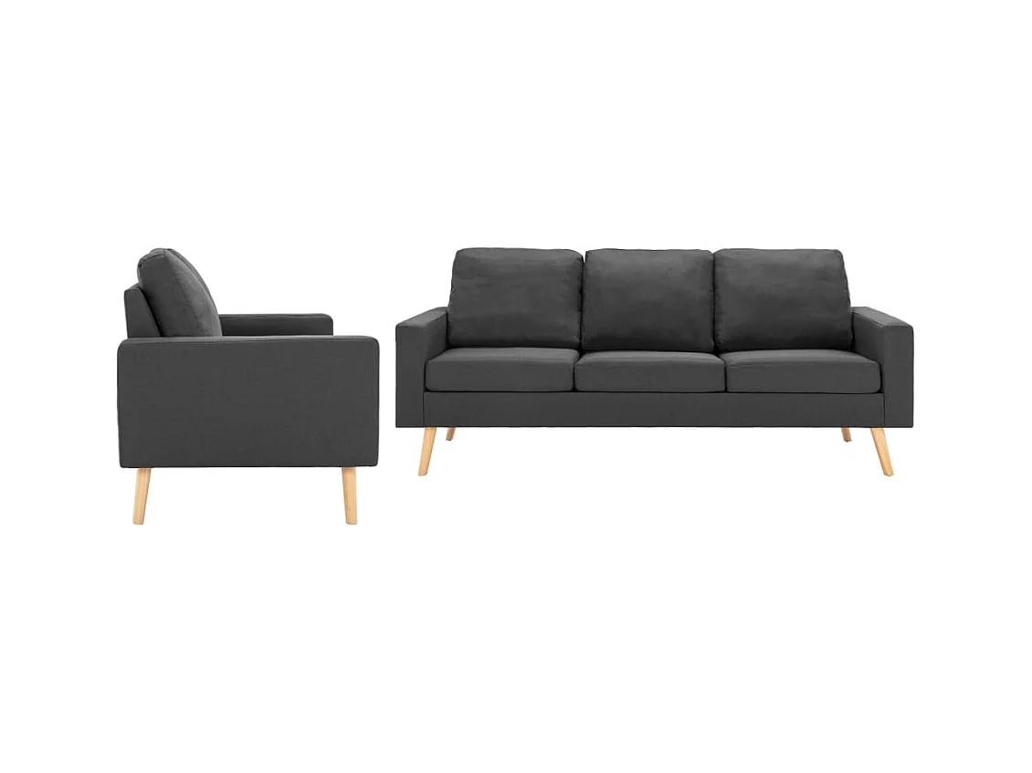 Ensemble de canapés 2 pièces Tissu Gris foncé