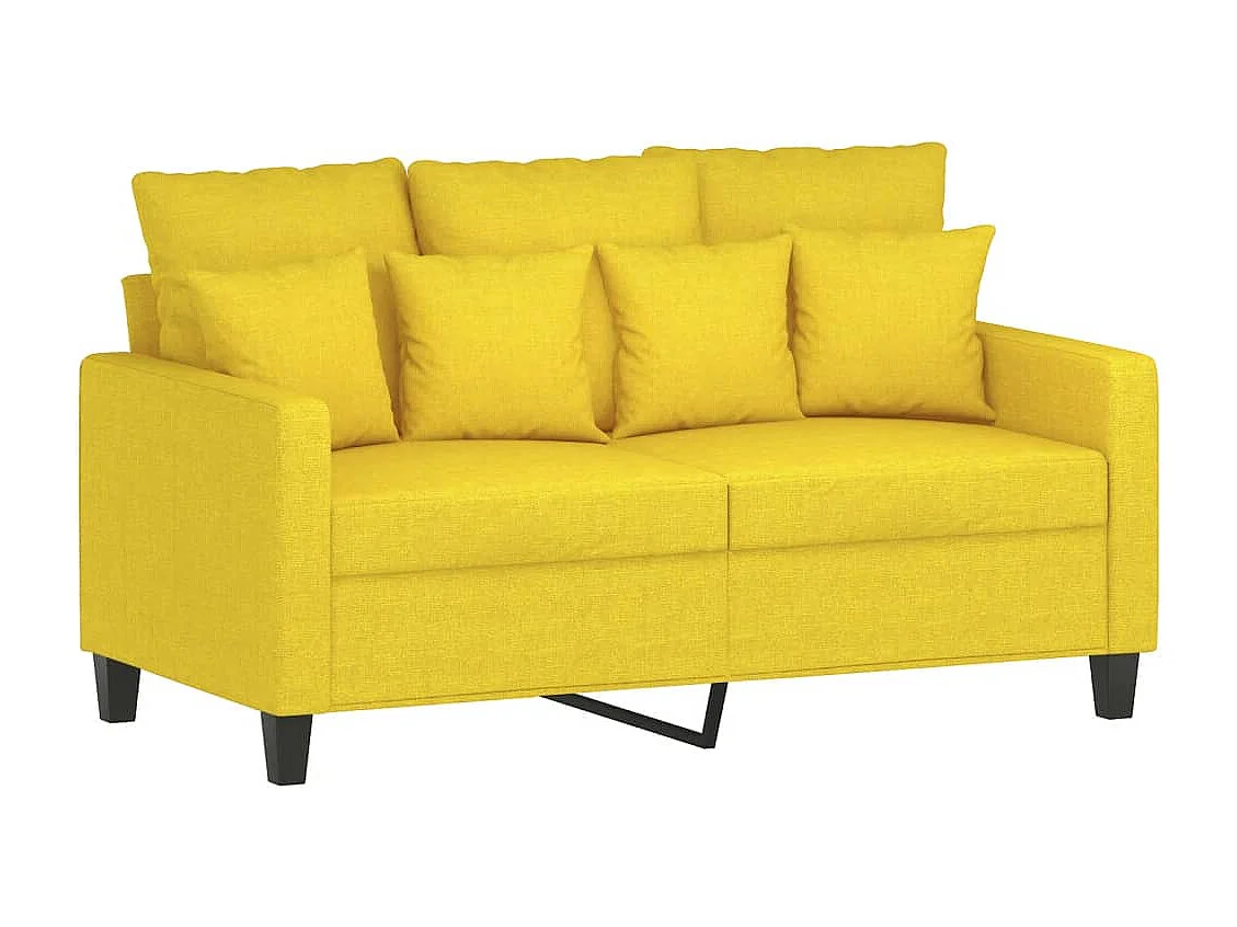 Ensemble de canapés 2 pièces avec coussins Jaune clair Tissu