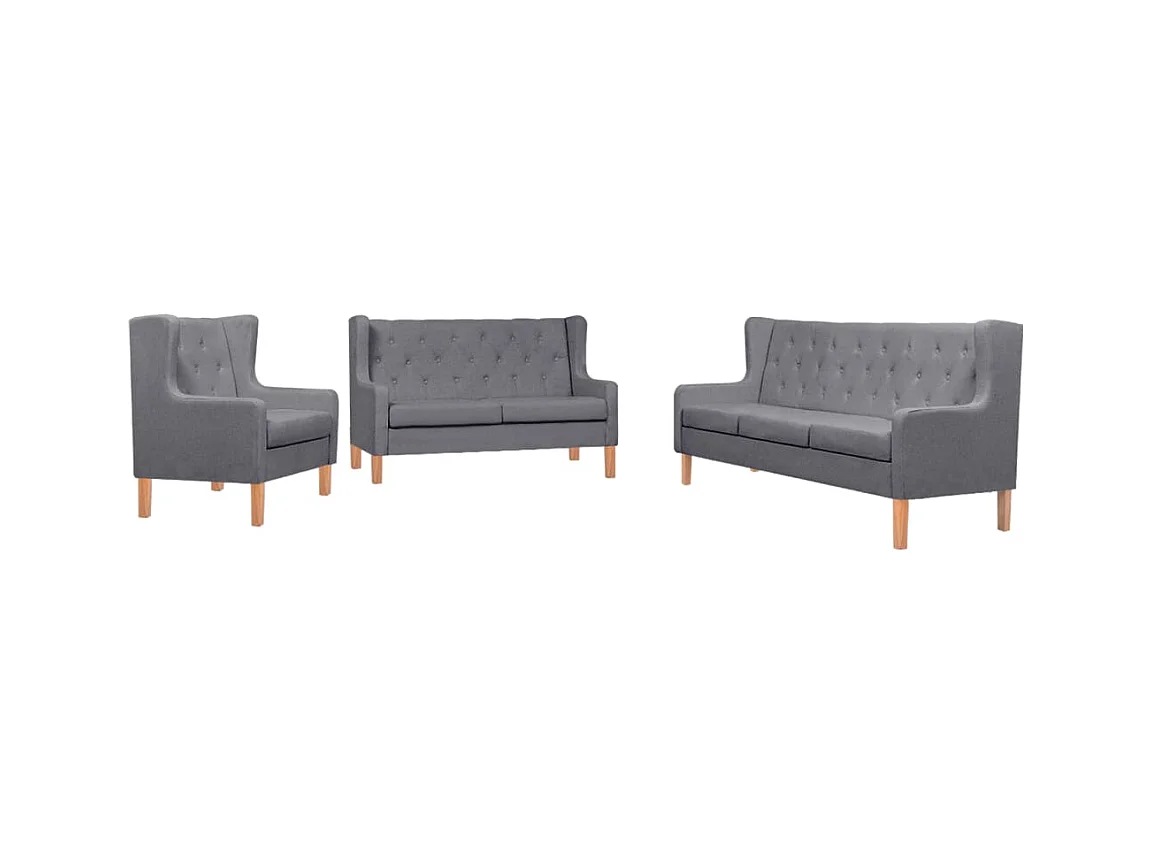 Ensemble de canapés 3 pièces tissu gris
