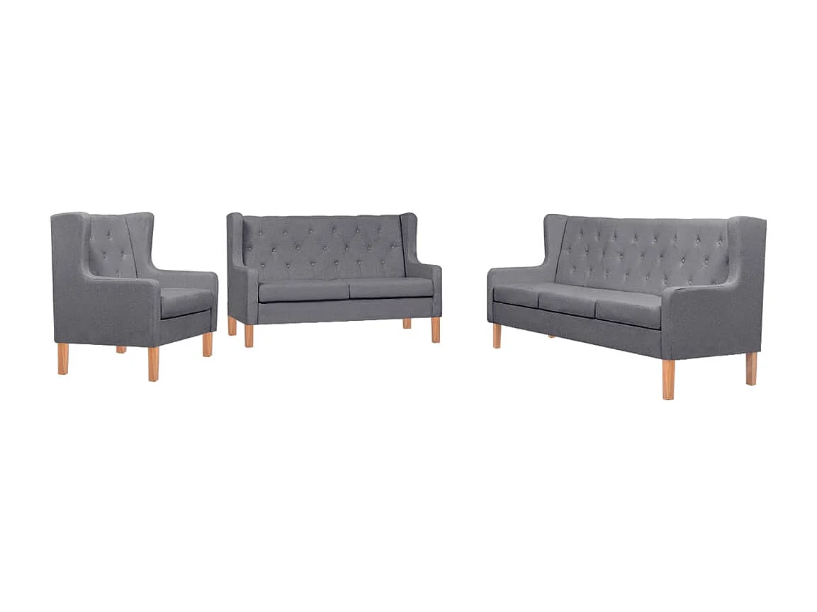 Ensemble de canapés 3 pièces tissu gris
