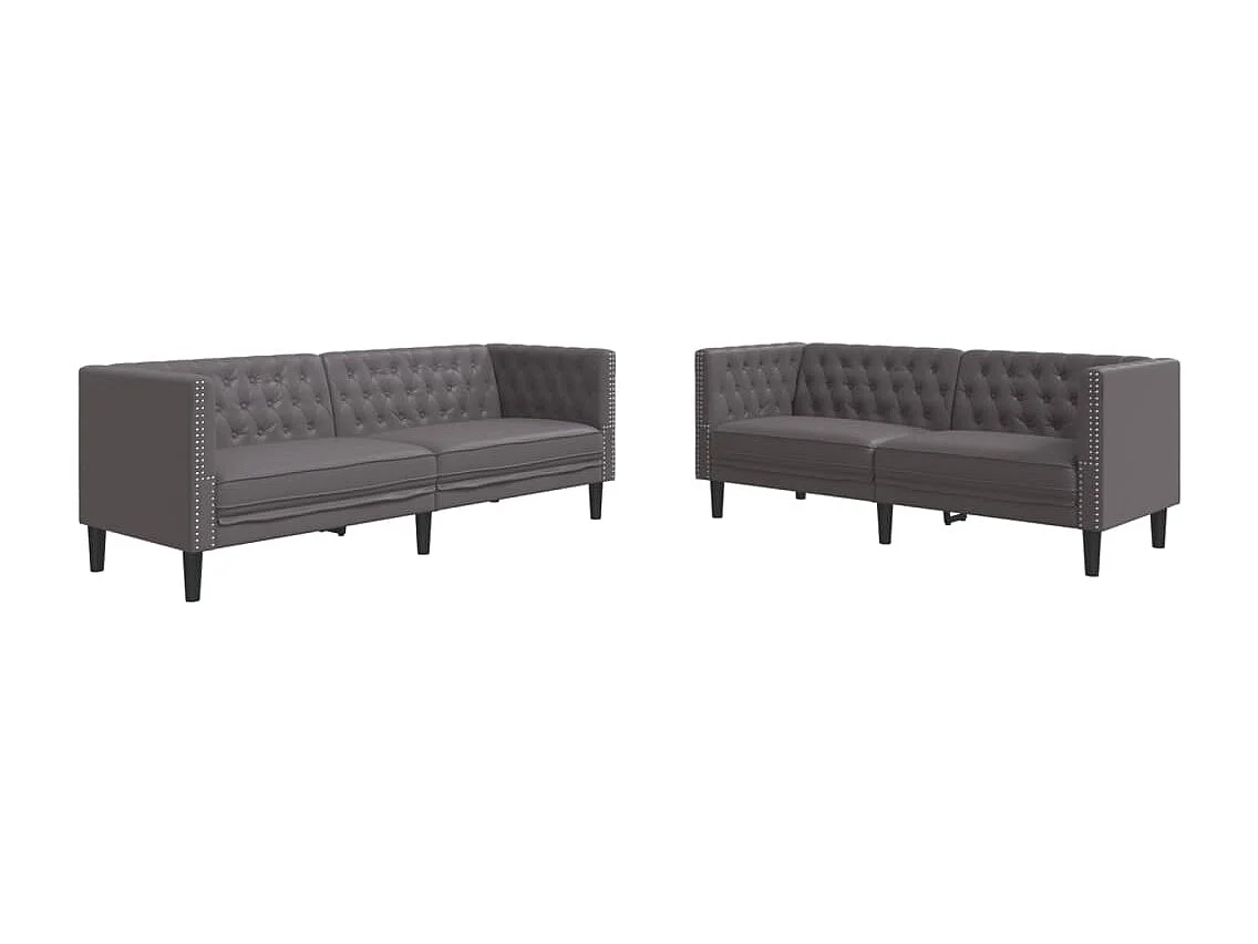 2-delige Loungeset Chesterfield-stijl kunstleer grijs