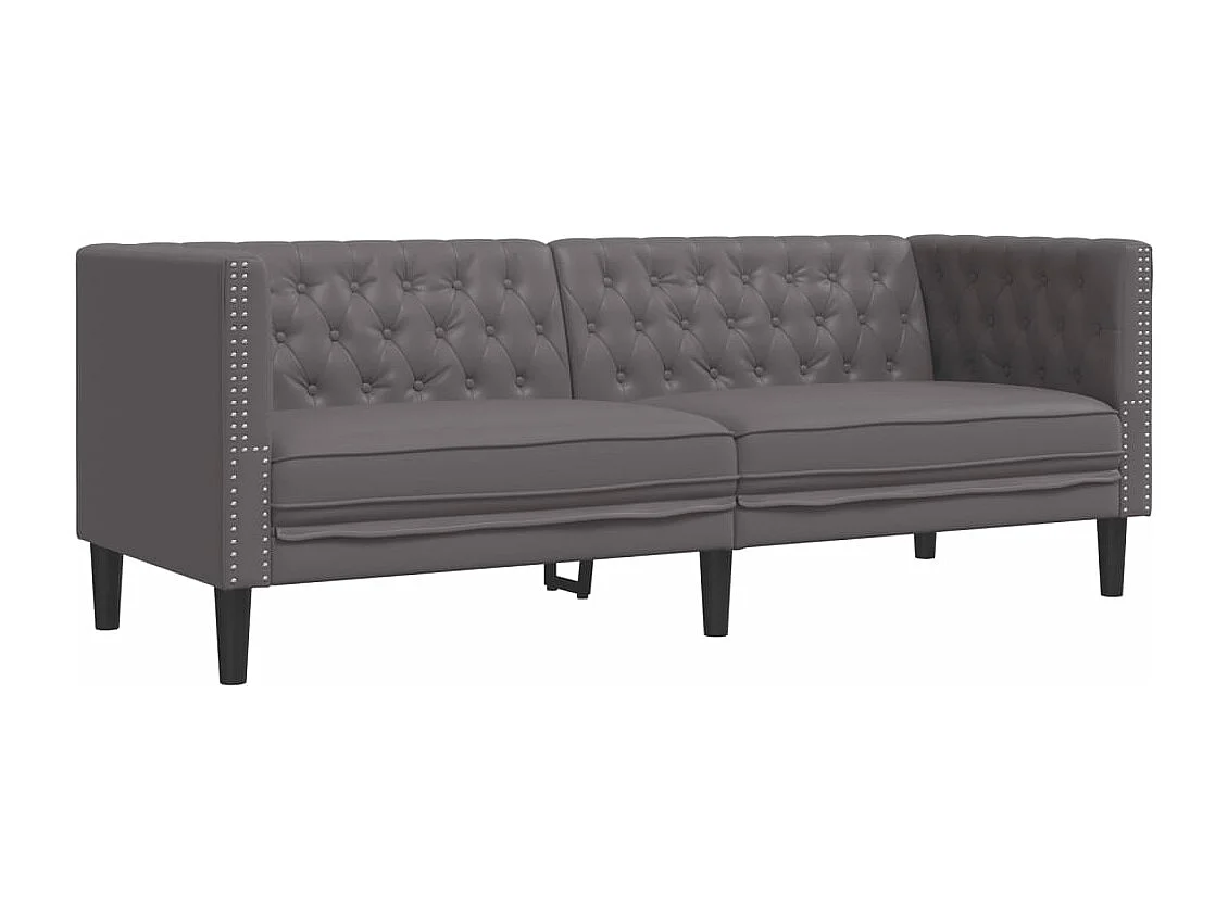 Ensemble de canapé Chesterfield 2 pièces gris similicuir