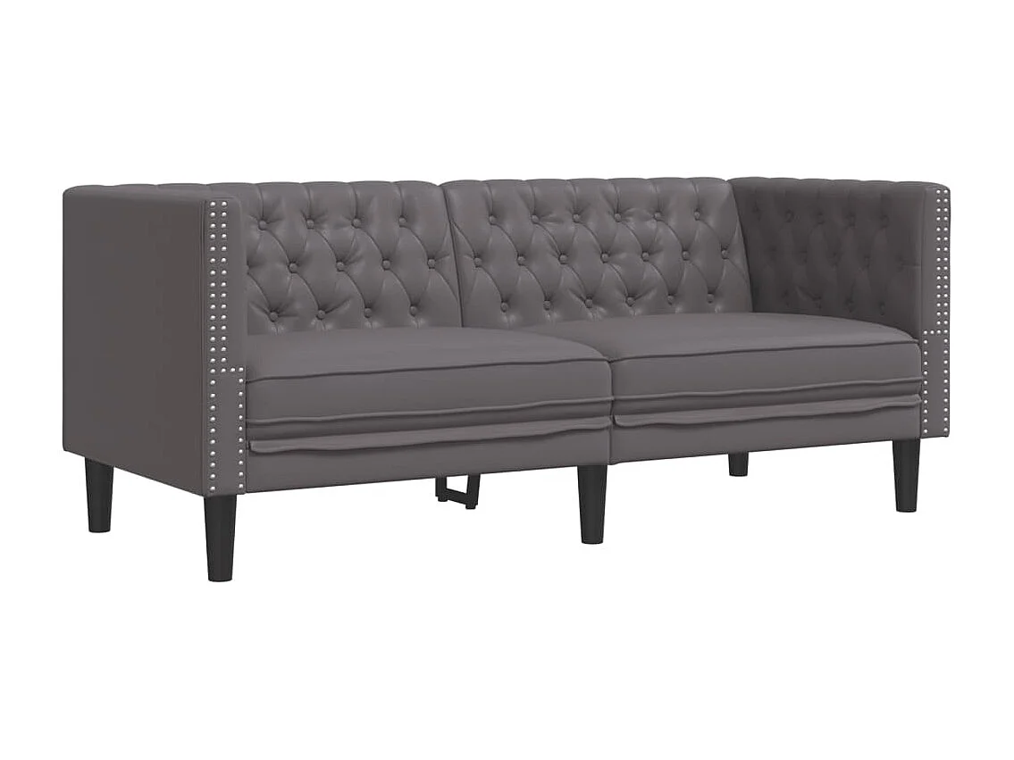 Ensemble de canapé Chesterfield 2 pièces gris similicuir
