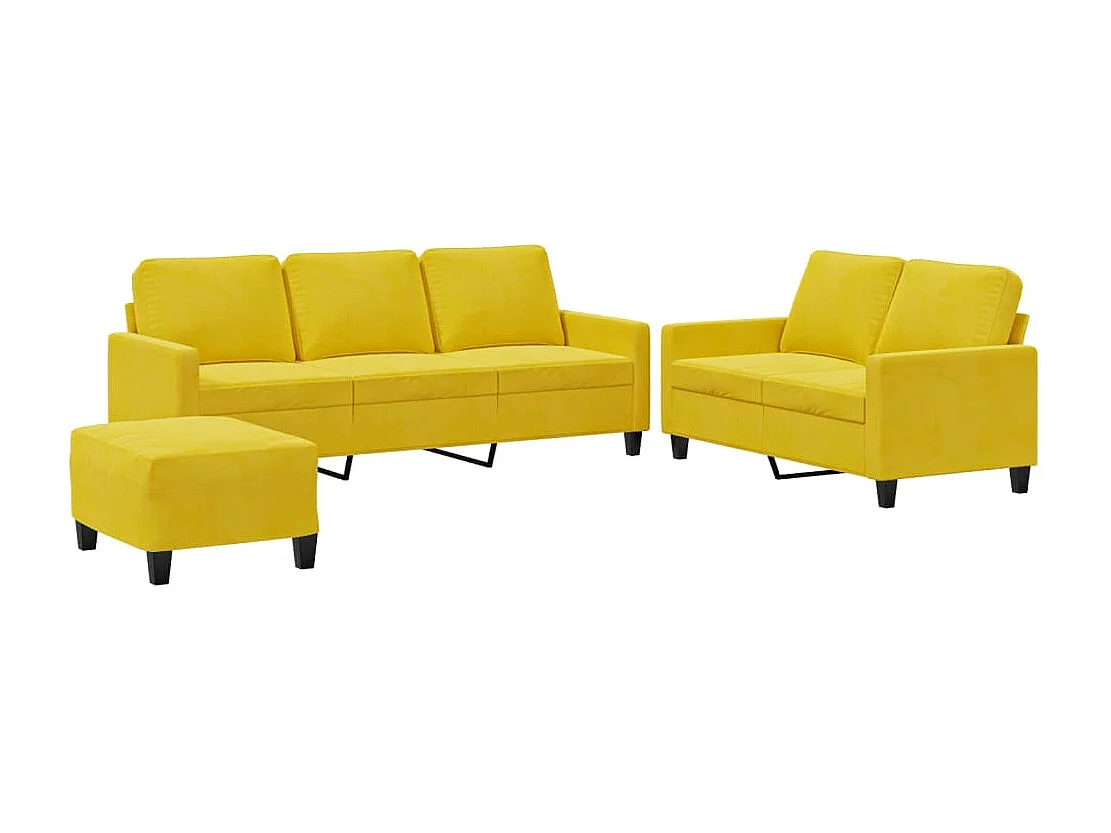 Ensemble de canapés 3 pièces avec coussins Jaune Velours