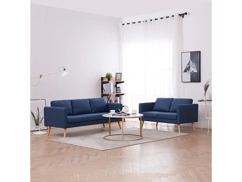 2 peças conjunto de sofás tecido azul