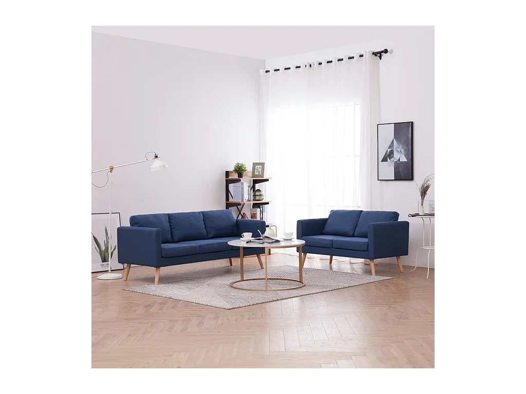 Ensemble de canapé 2 pièces Tissu Bleu