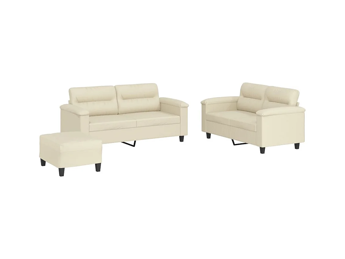 Ensemble de canapés 3 pièces avec coussins Crème Similicuir