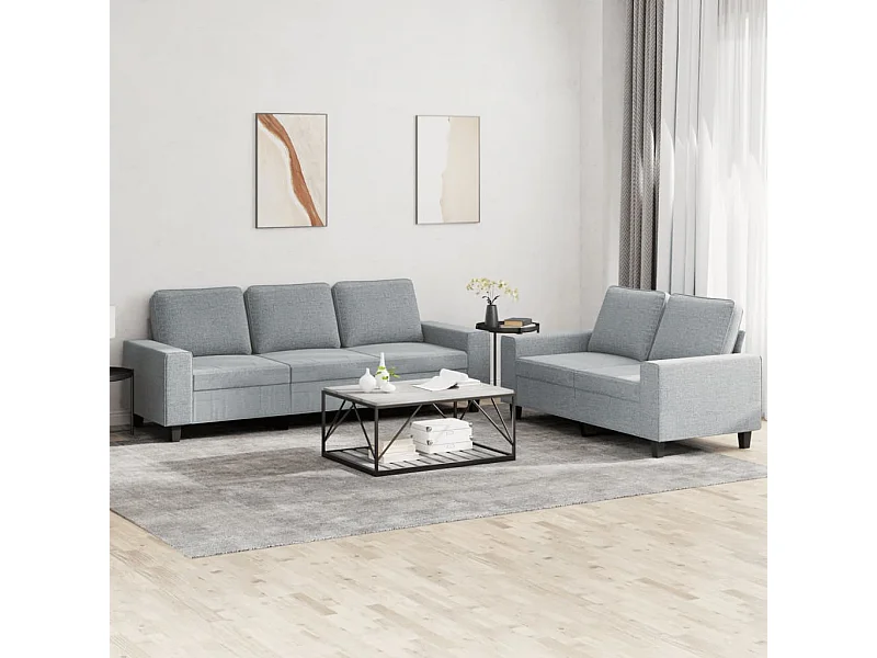 Ensemble de canapés 2 pièces gris clair tissu