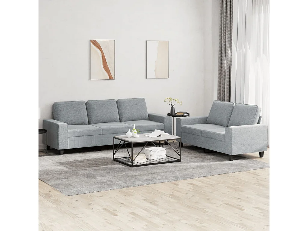 Ensemble de canapés 2 pièces gris clair tissu