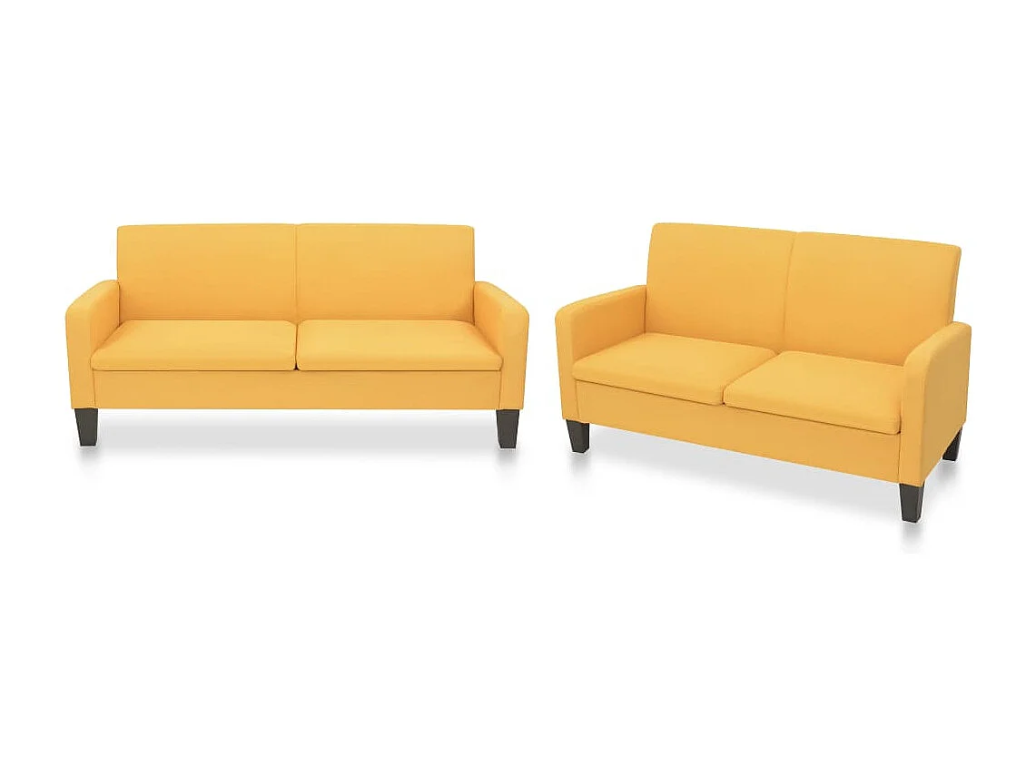 Conjunto de sofás 2 piezas tela amarillo