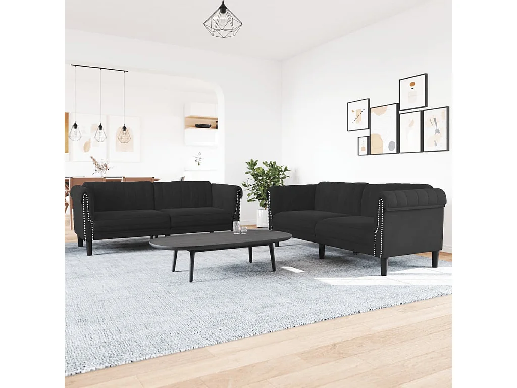 2-delige Loungeset fluweel zwart