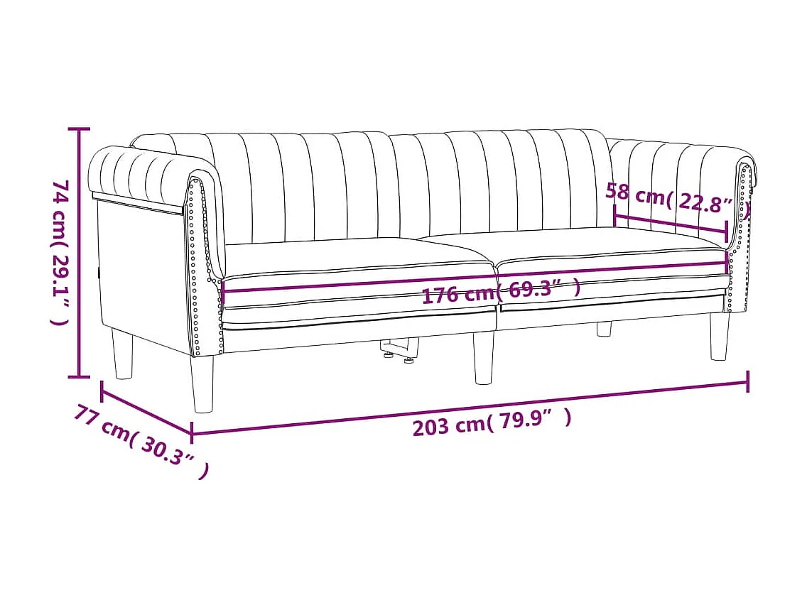 2-delige Loungeset fluweel zwart