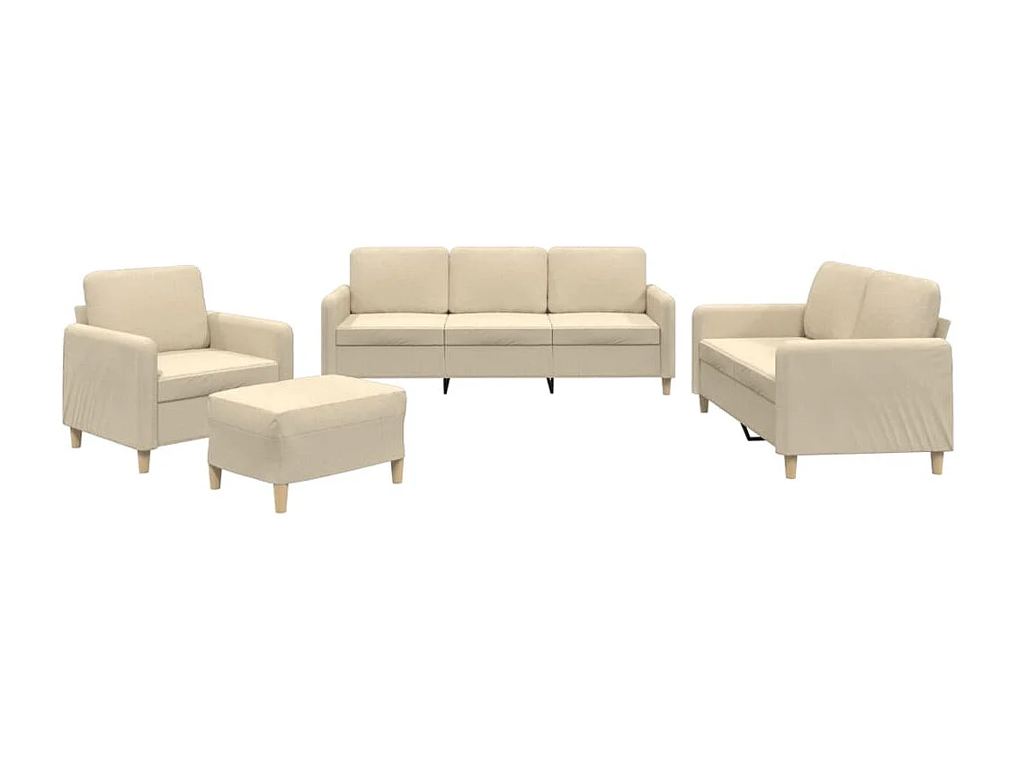 4 peças conjunto de sofás com almofadões tecido cor creme