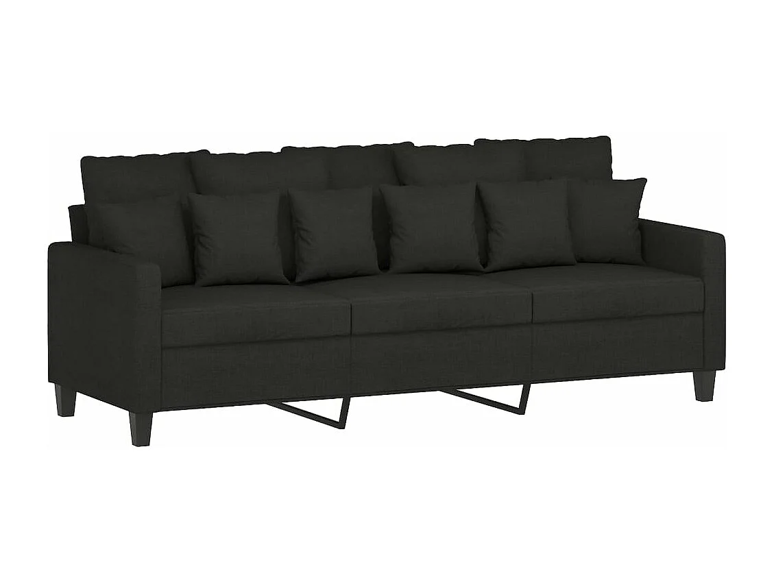 3 peças conjunto de sofás com almofadas tecido preto