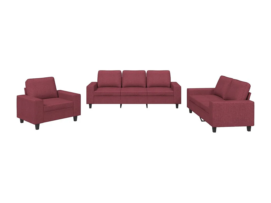 3-delige Loungeset stof wijnrood