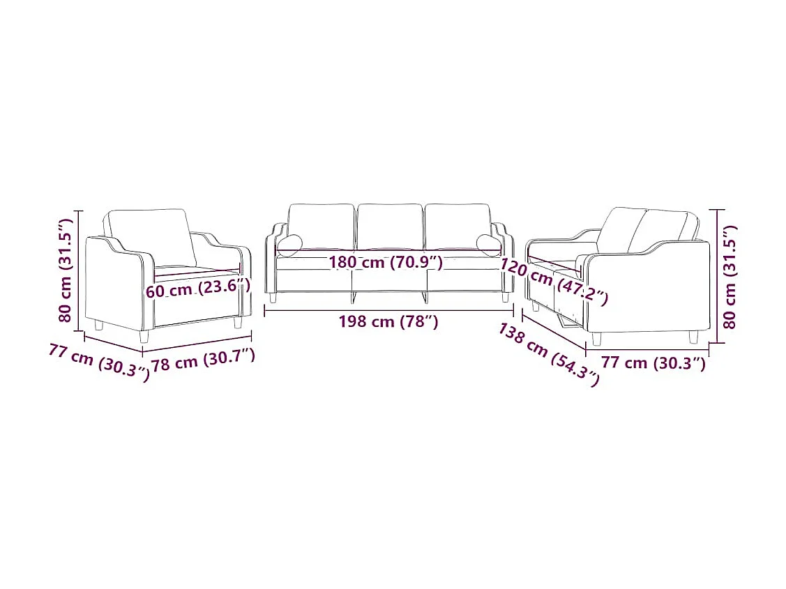 3 peças conjunto de sofás com almofadas tecido amarelo-claro