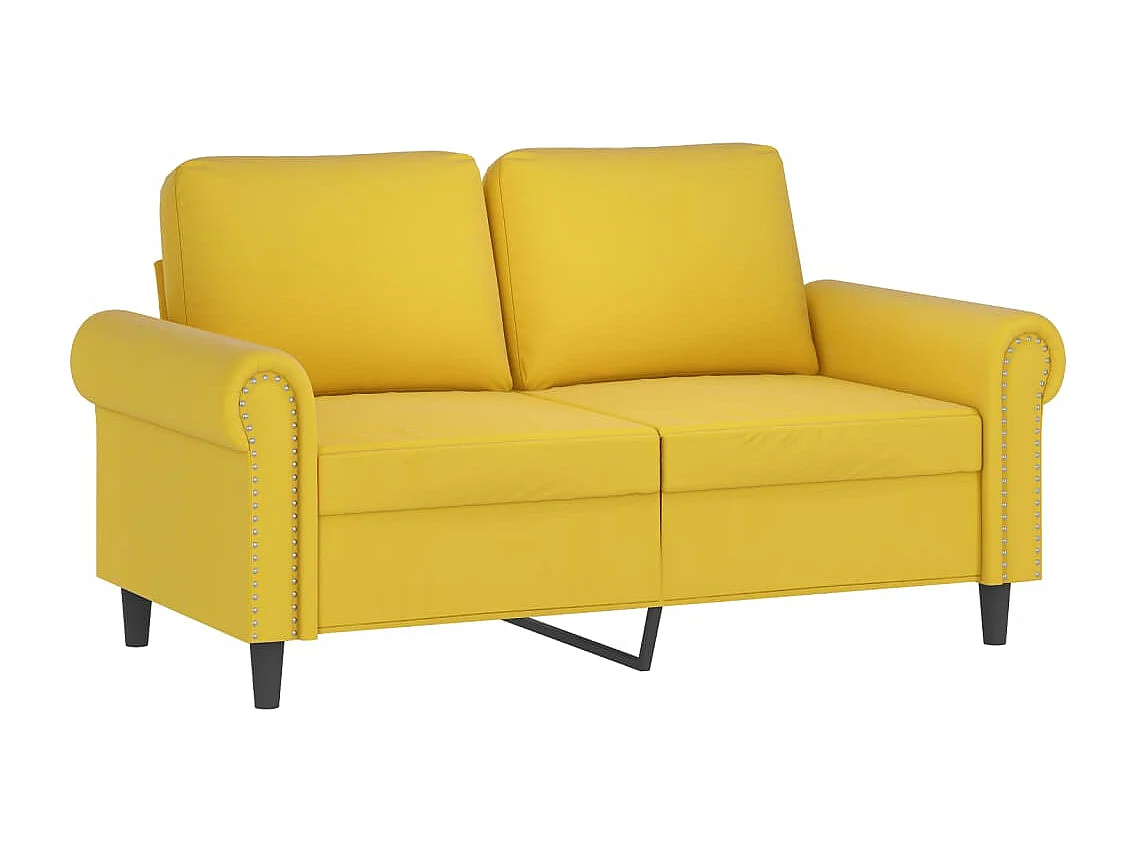 Ensemble de canapés 2 pièces avec coussins jaune velours