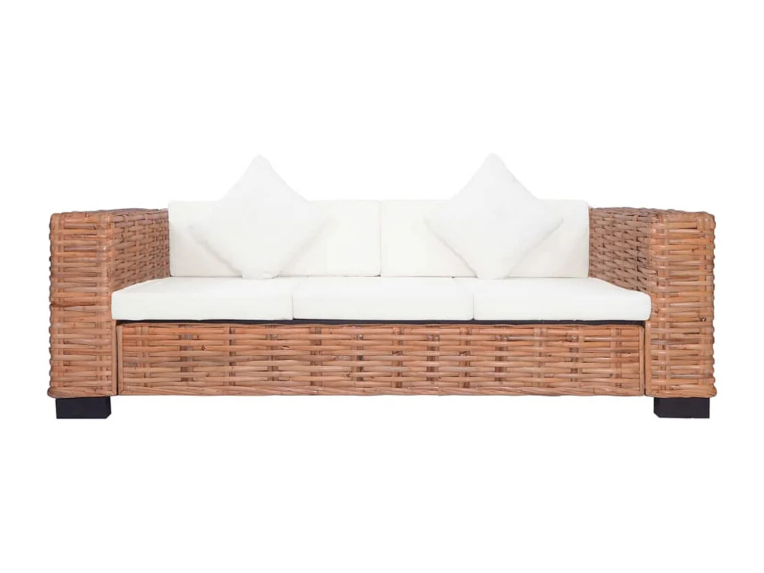 2 peças conjunto de sofás com almofadões vime natural