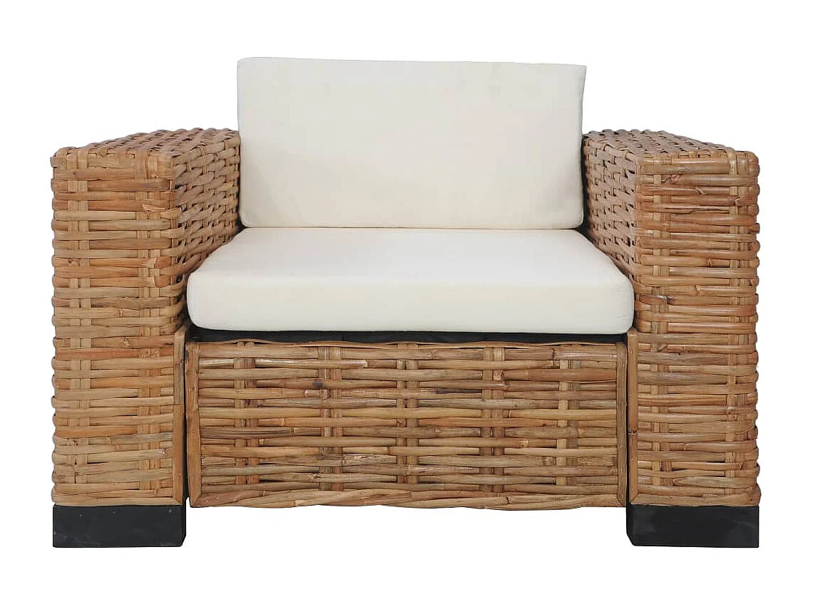 Ensemble de canapés 2 pièces avec coussins Rotin naturel