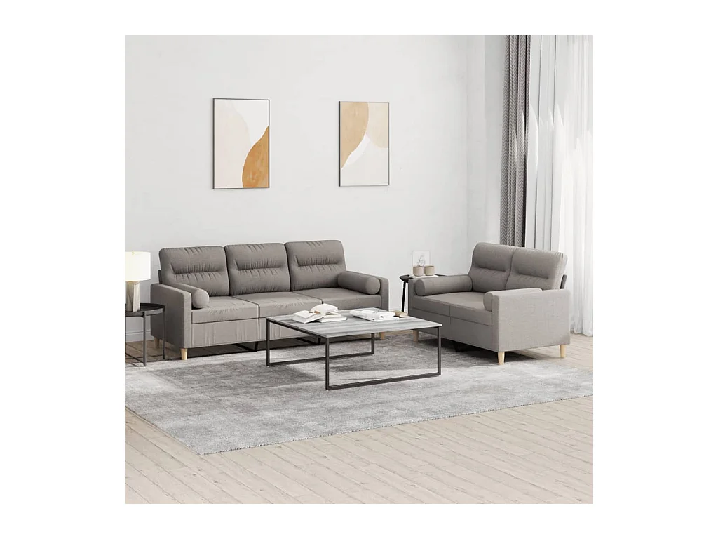 2-delige Loungeset met kussens stof taupe