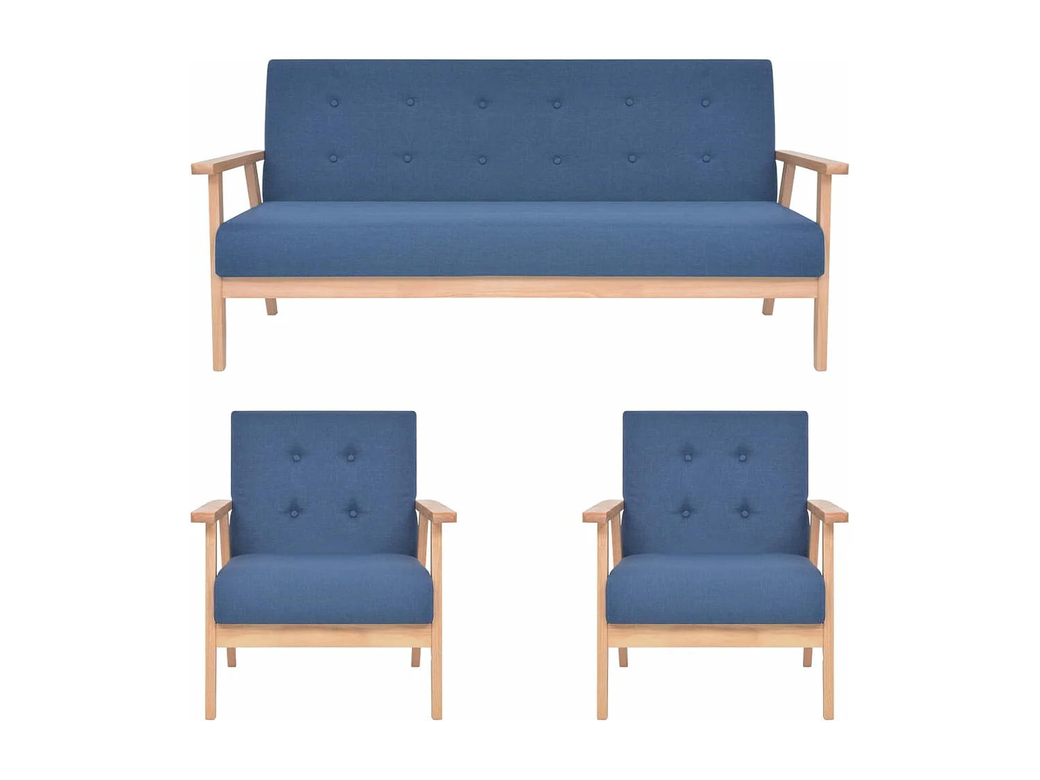 3-delig Bankstel stof blauw