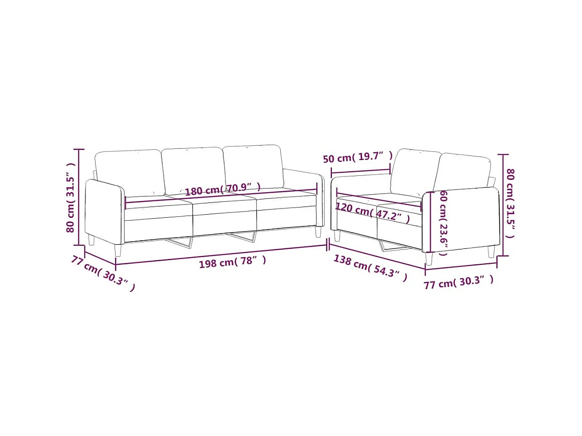 Ensemble de canapés 2 pièces avec coussins Jaune clair Tissu