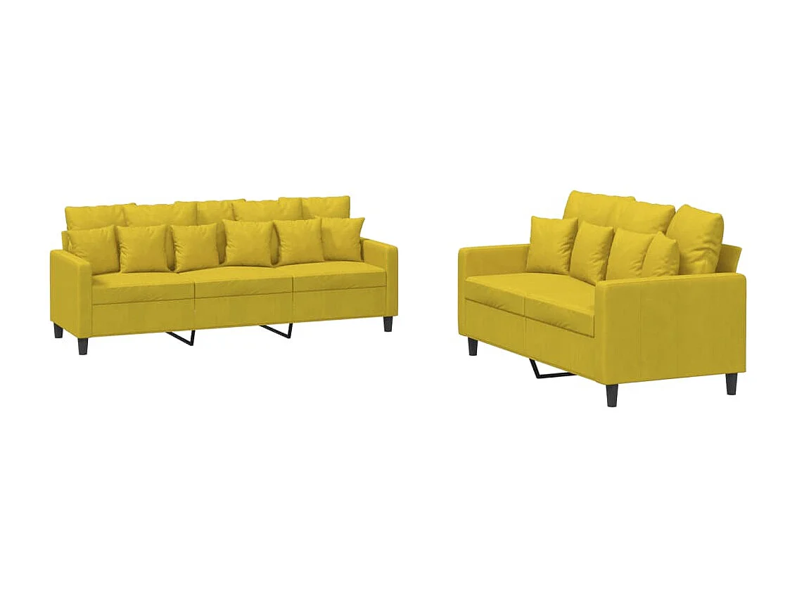 Juego de sofás con cojines 2 piezas terciopelo amarillo