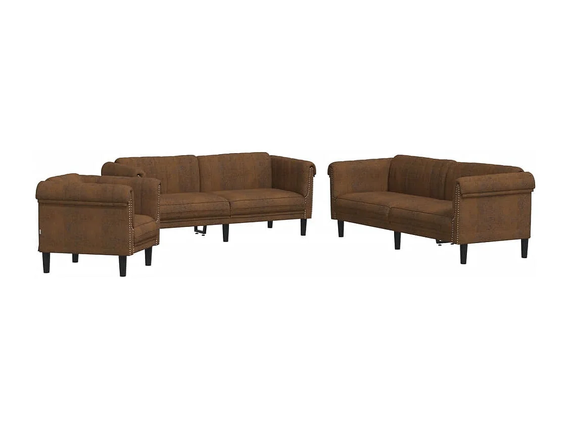 Juego de sofás 3 piezas terciopelo marrón