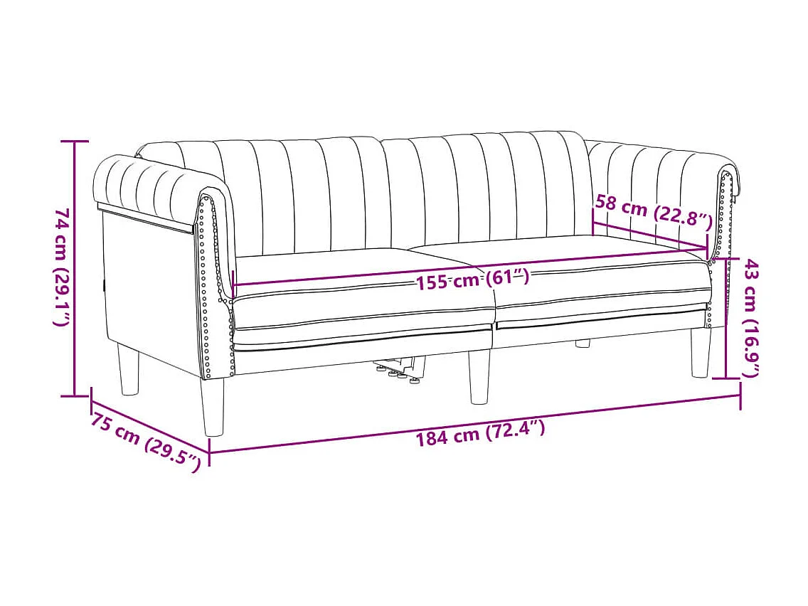 Ensemble de canapés 3 pièces marron velours
