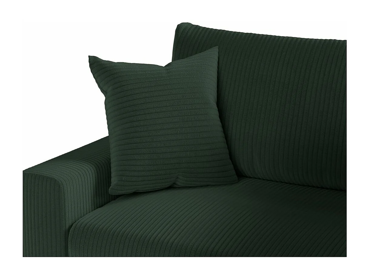 Canapé d'angle 3 places Maria réversible, convertible avec coffre en velours côtelé - Vert foncé - L227 x P146 x H81cm - Loungitude
