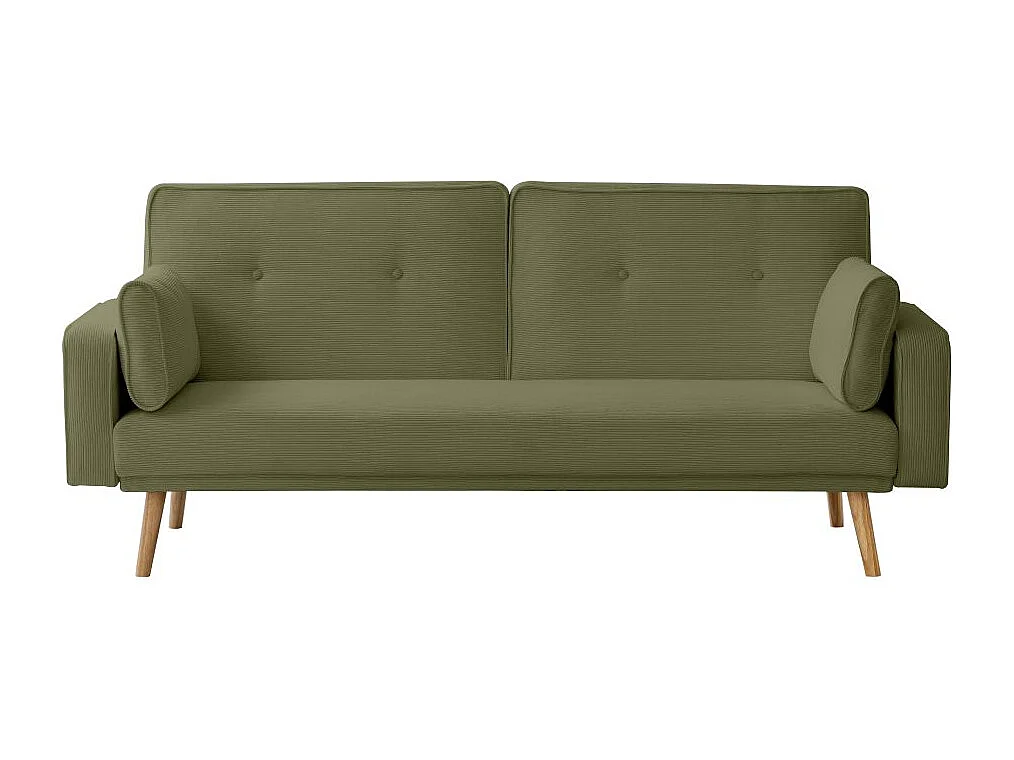 Canapé convertible clic-clac 3 places en velours vert ELGA 205x85x87 cm