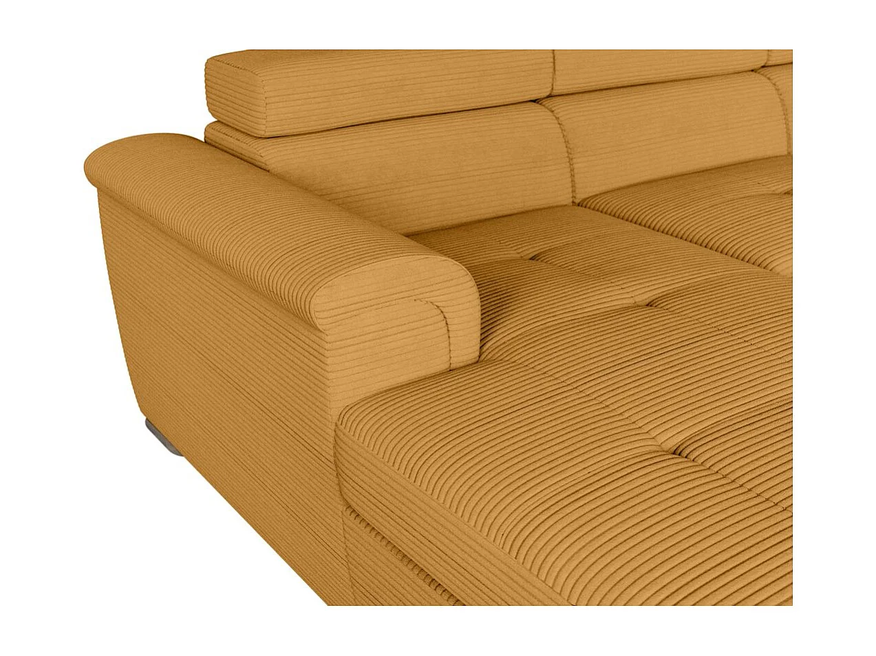 Canapé panoramique 6 places Paola convertible avec 2 coffres en velours côtelé - Jaune - L320,5 x P188 x H76cm - Loungitude