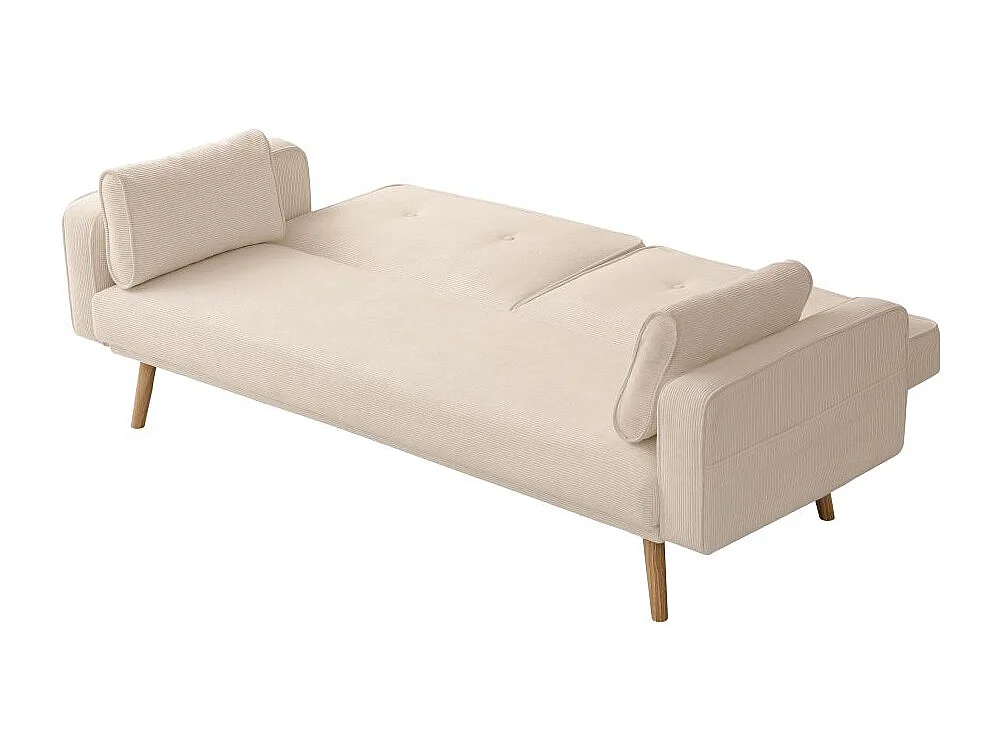 Canapé convertible clic-clac 3 places en velours beige ELGA 205x85x87 cm
