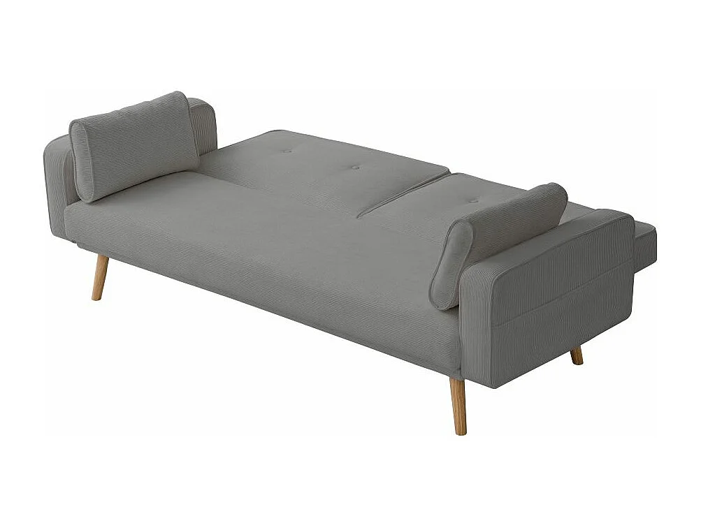 Canapé droit scandinave Elga convertible 3 places en velours côtelé - Gris - L205 x P85 x H87cm - Loungitude