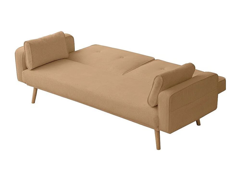 Canapé convertible clic-clac 3 places en velours taupe ELGA 205x85x87 cm